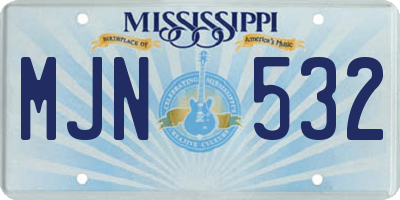 MS license plate MJN532