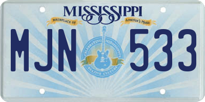 MS license plate MJN533
