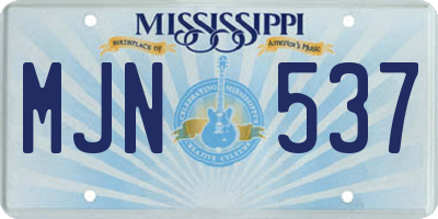MS license plate MJN537