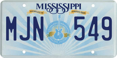 MS license plate MJN549