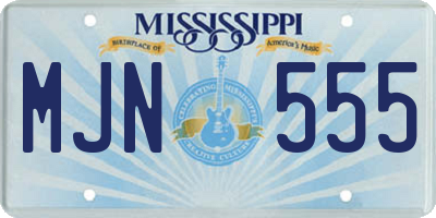 MS license plate MJN555