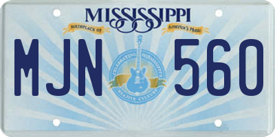 MS license plate MJN560