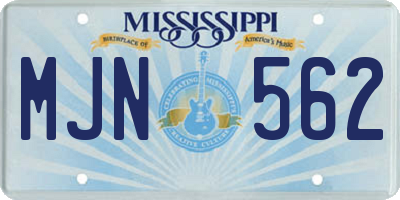 MS license plate MJN562