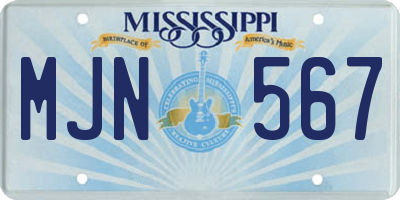 MS license plate MJN567