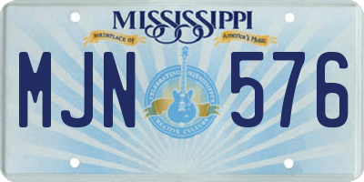 MS license plate MJN576