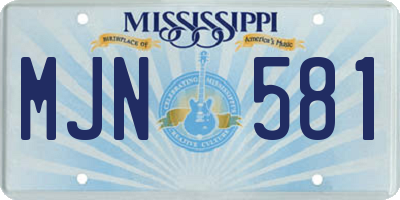 MS license plate MJN581