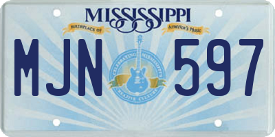 MS license plate MJN597