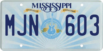 MS license plate MJN603