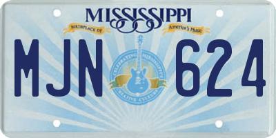 MS license plate MJN624