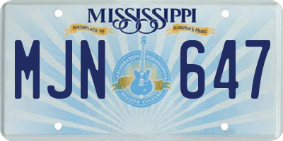 MS license plate MJN647