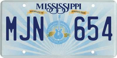 MS license plate MJN654