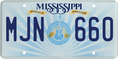 MS license plate MJN660