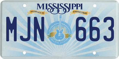MS license plate MJN663
