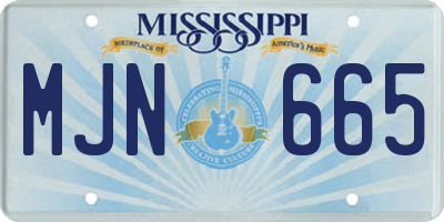 MS license plate MJN665