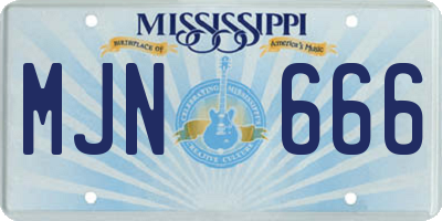 MS license plate MJN666