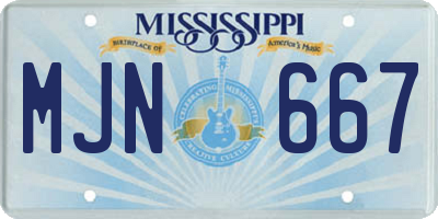 MS license plate MJN667