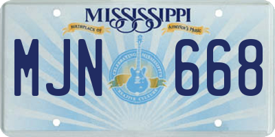 MS license plate MJN668