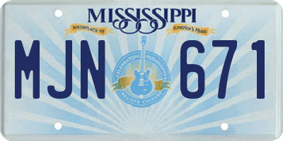 MS license plate MJN671