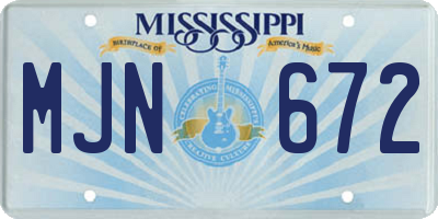 MS license plate MJN672