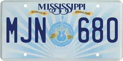 MS license plate MJN680