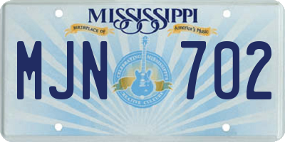 MS license plate MJN702