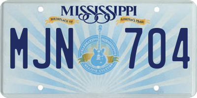 MS license plate MJN704