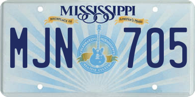 MS license plate MJN705
