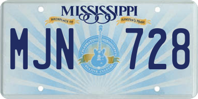 MS license plate MJN728
