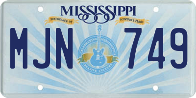 MS license plate MJN749