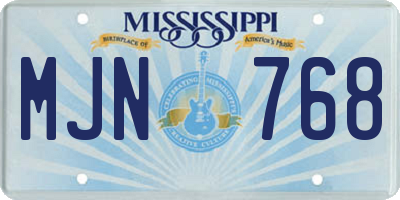 MS license plate MJN768