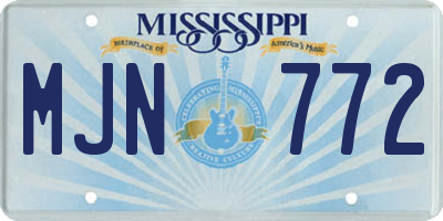 MS license plate MJN772