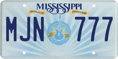 MS license plate MJN777