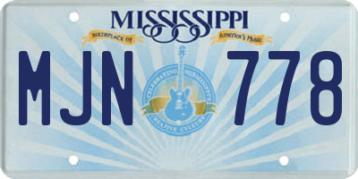 MS license plate MJN778