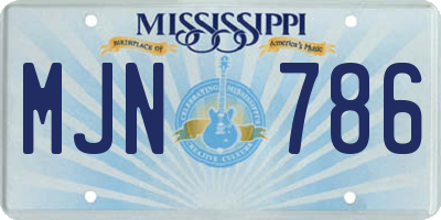 MS license plate MJN786