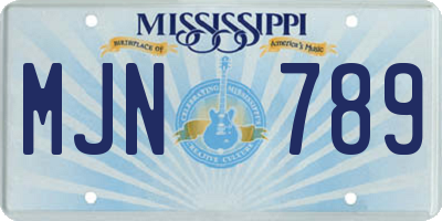 MS license plate MJN789