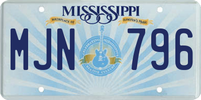 MS license plate MJN796