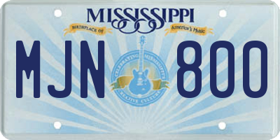 MS license plate MJN800