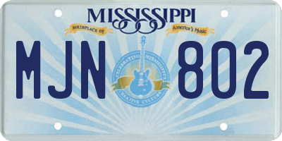 MS license plate MJN802