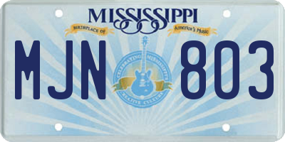 MS license plate MJN803