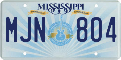 MS license plate MJN804