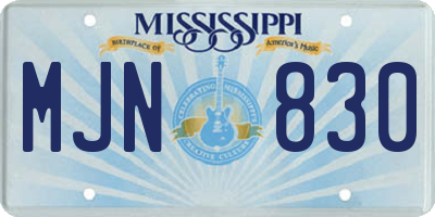 MS license plate MJN830