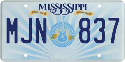 MS license plate MJN837