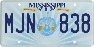 MS license plate MJN838