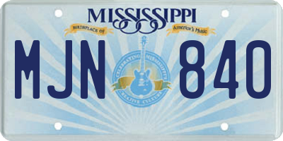 MS license plate MJN840