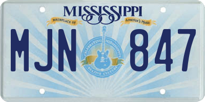 MS license plate MJN847