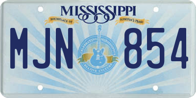MS license plate MJN854