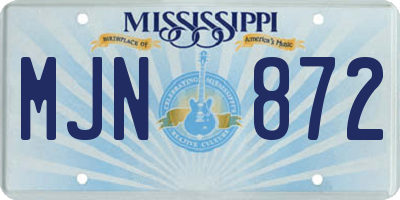 MS license plate MJN872