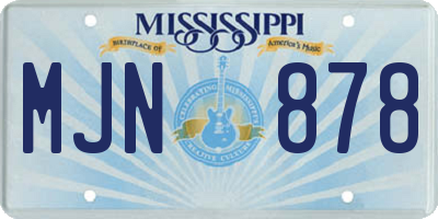 MS license plate MJN878