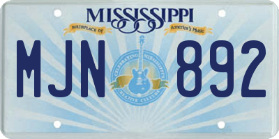 MS license plate MJN892