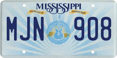 MS license plate MJN908